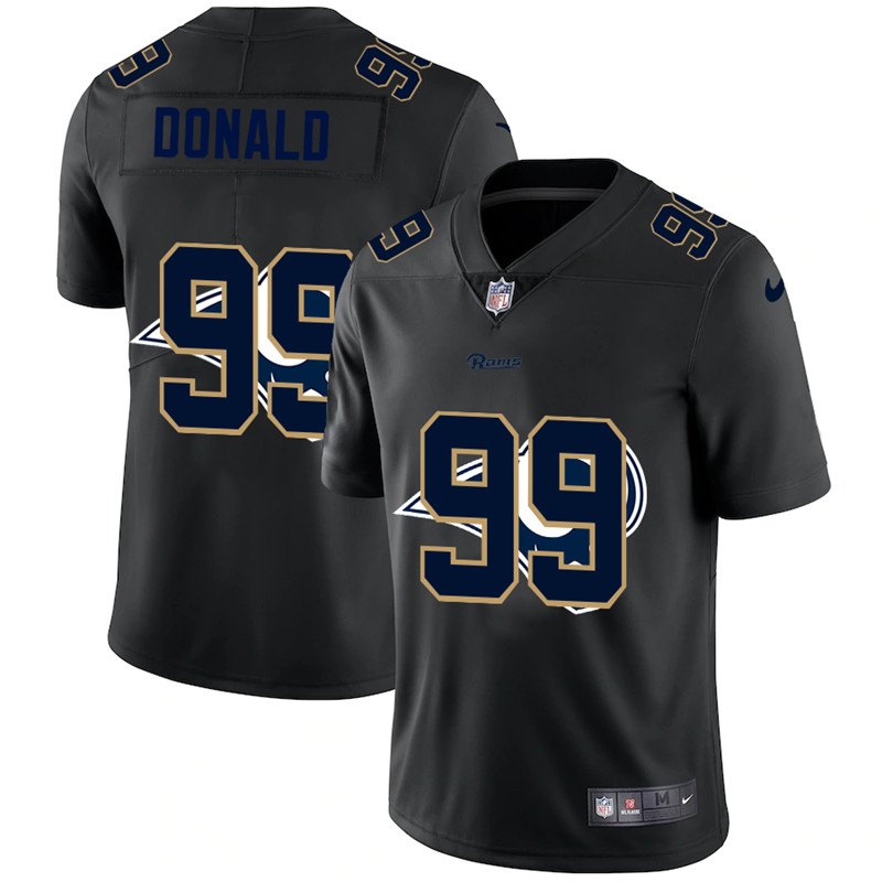 Men's Los Angeles Rams #99 Aaron Donald Black NFL 2020 Shadow Logo Limited Stitched Jersey